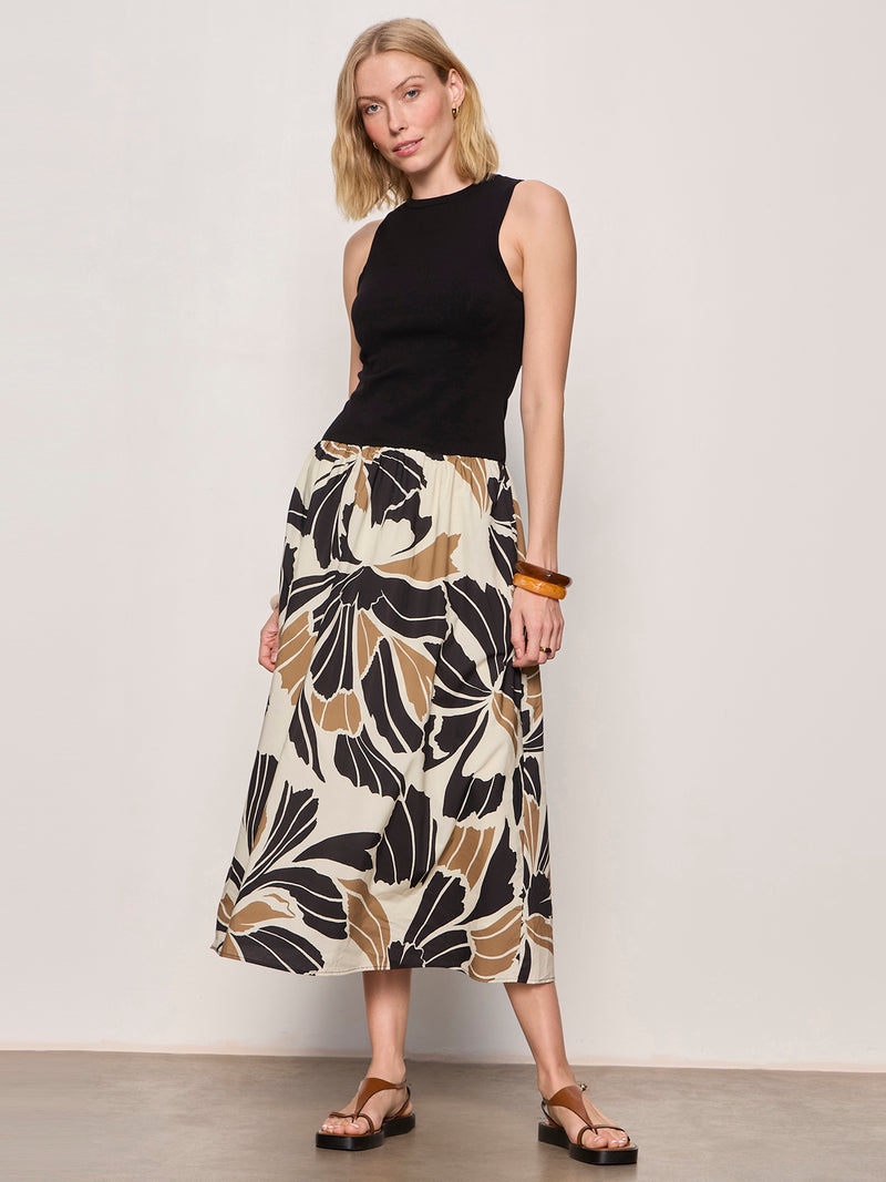 Sandbar Mix Media Midi Dress Lotus with Black alt 1