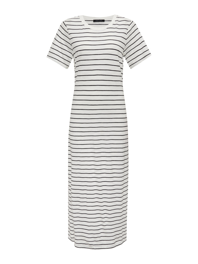 Perfect Tee Maxi Dress Chalk Black Stripe alt 5