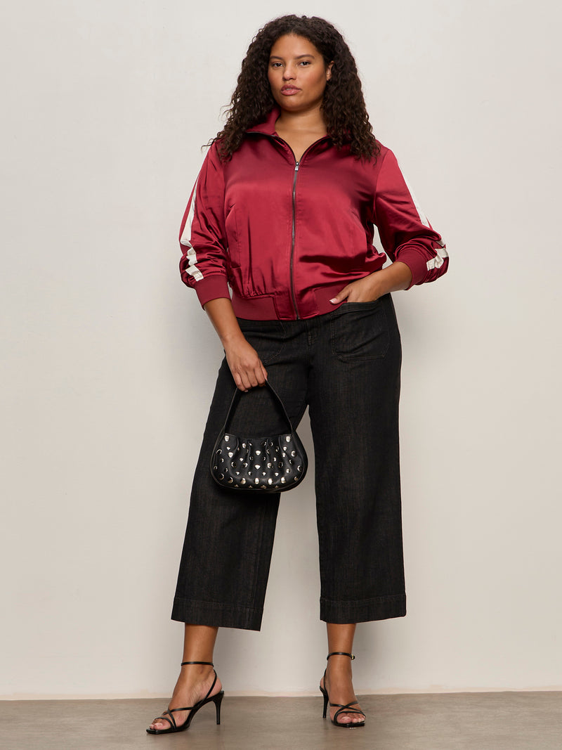 Satin Track Jacket Crimson Extended Sizing alt 4