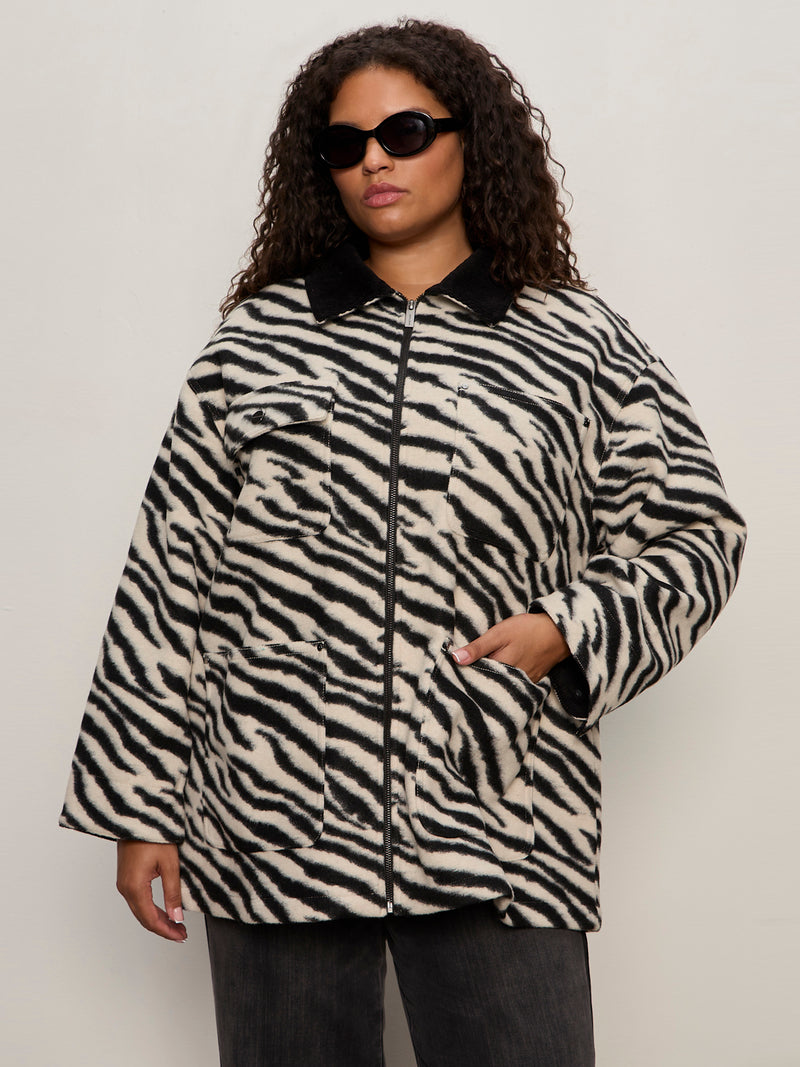 Soiree Barn Jacket Striking Zebra Extended Sizing alt 1