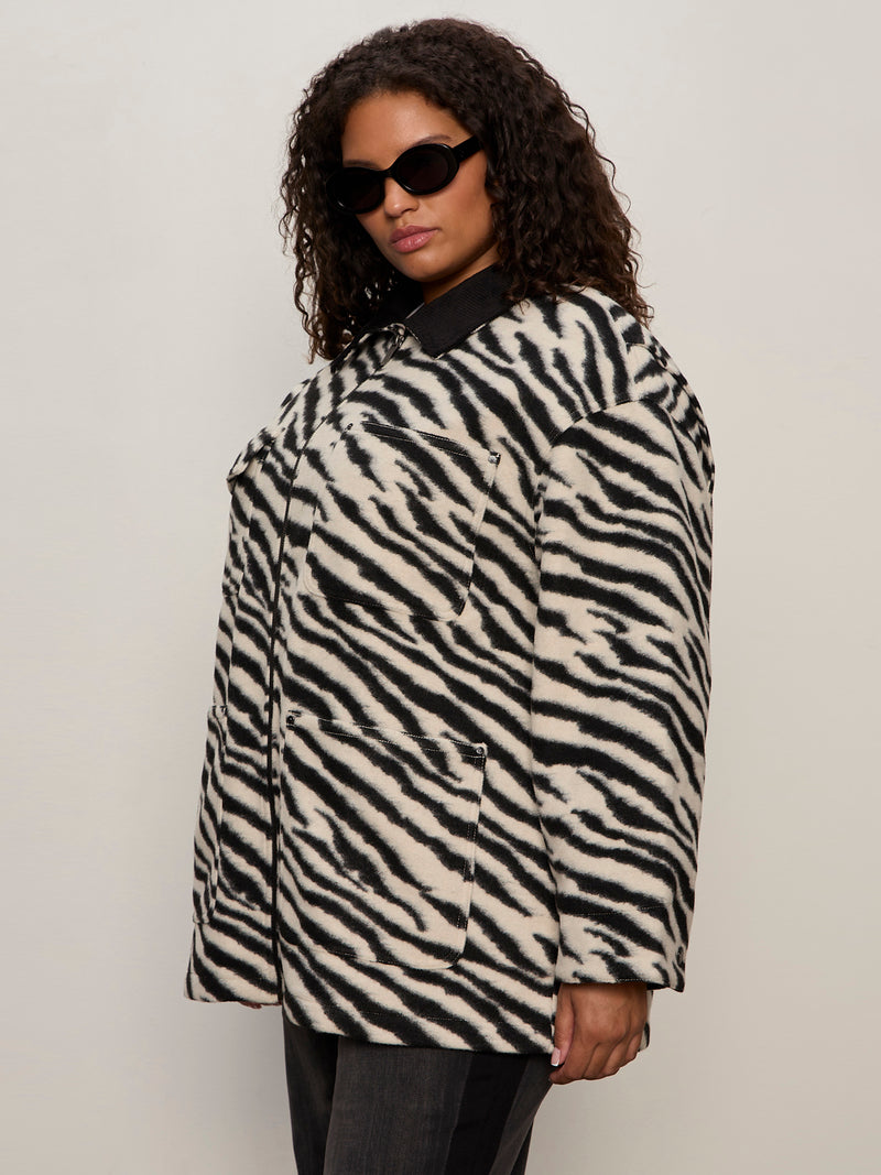 Soiree Barn Jacket Striking Zebra Extended Sizing alt 2
