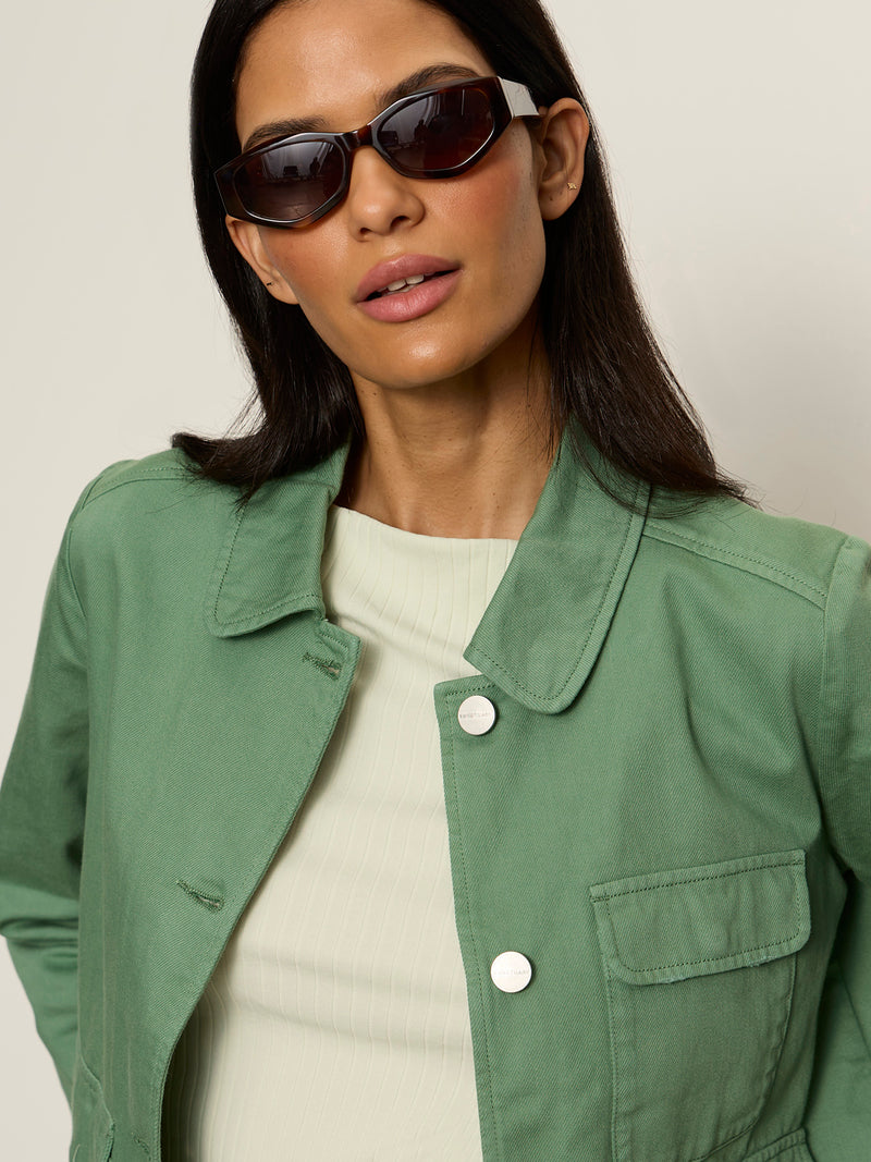 Crop Chore Jacket Green Juice alt 3