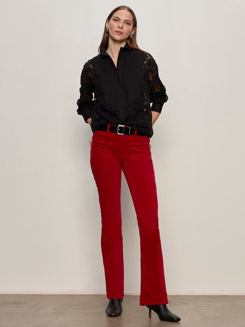 Velveteen Brook Bootcut Pant Cherry Lacquer Petite Sizing alt 5