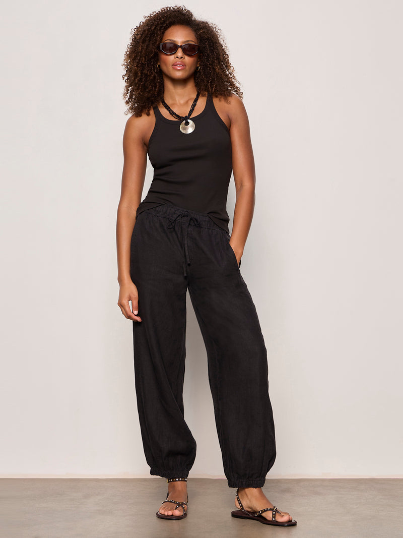 Melody Micro Linen Balloon Pant Black alt 6