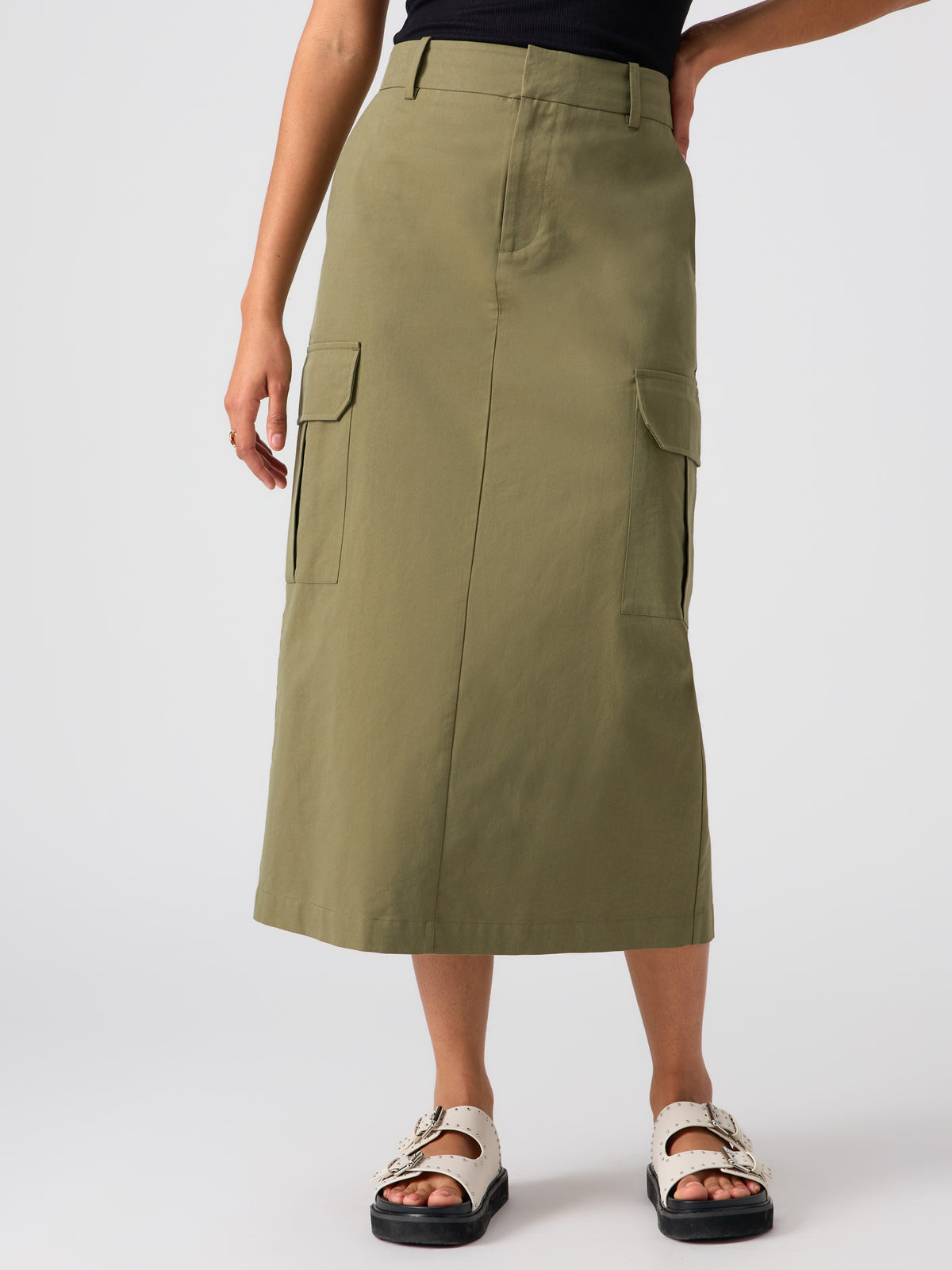Essential Cargo Midi Skirt Burnt Olive