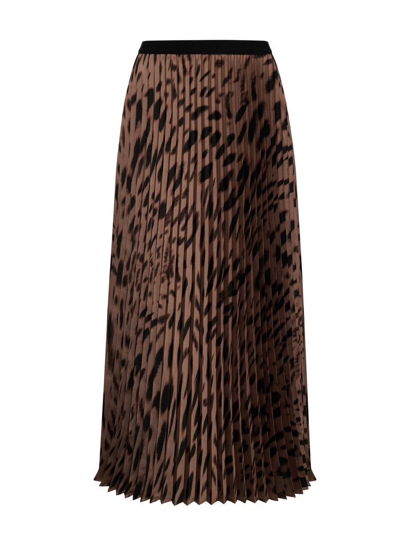 Nostalgia Pleated Midi Skirt Mocha Leo alt 6