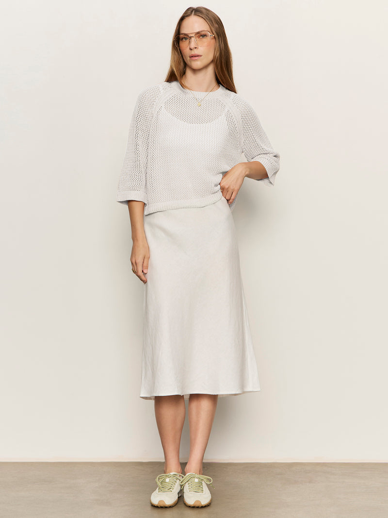 Everyday Linen Slip Skirt White alt 5