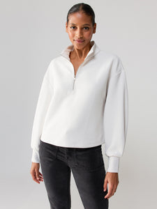 Quilted Popover Top White Sand
