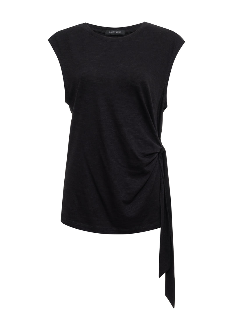 Side Tie Muscle Tee Black alt 5