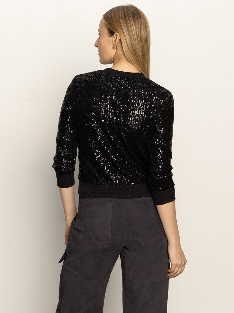Relaxed Sparkle 3/4 Sleeve Popover Black alt 4