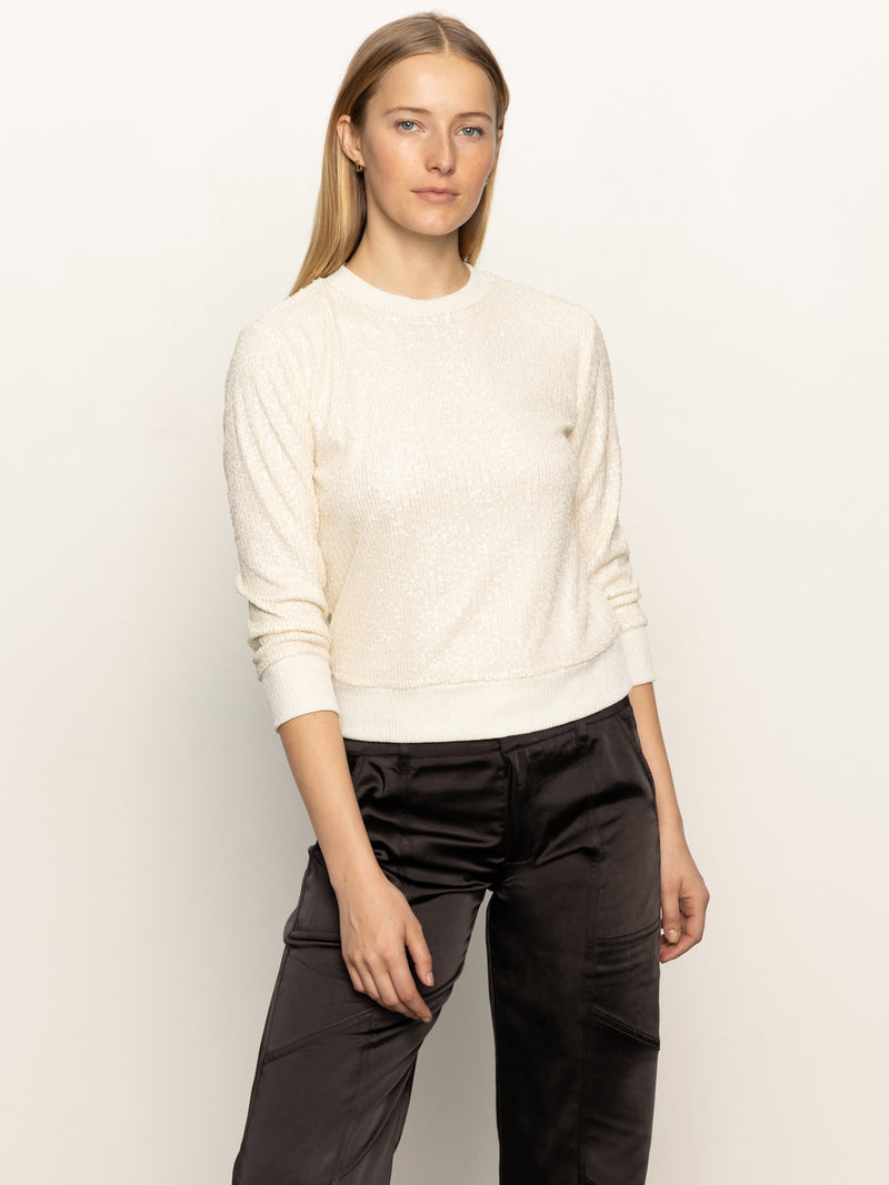 Relaxed Sparkle 3/4 Sleeve Popover Chalk alt 1