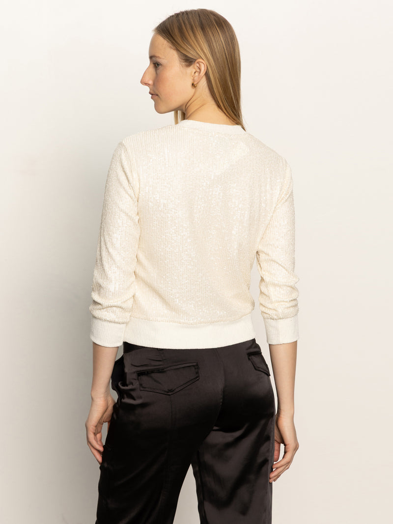 Relaxed Sparkle 3/4 Sleeve Popover Chalk alt 3