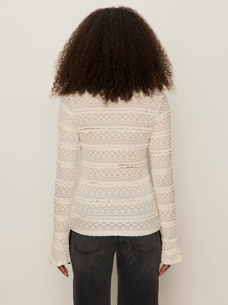 Lovely Lace Button Front Top Vintage Ivory alt 3