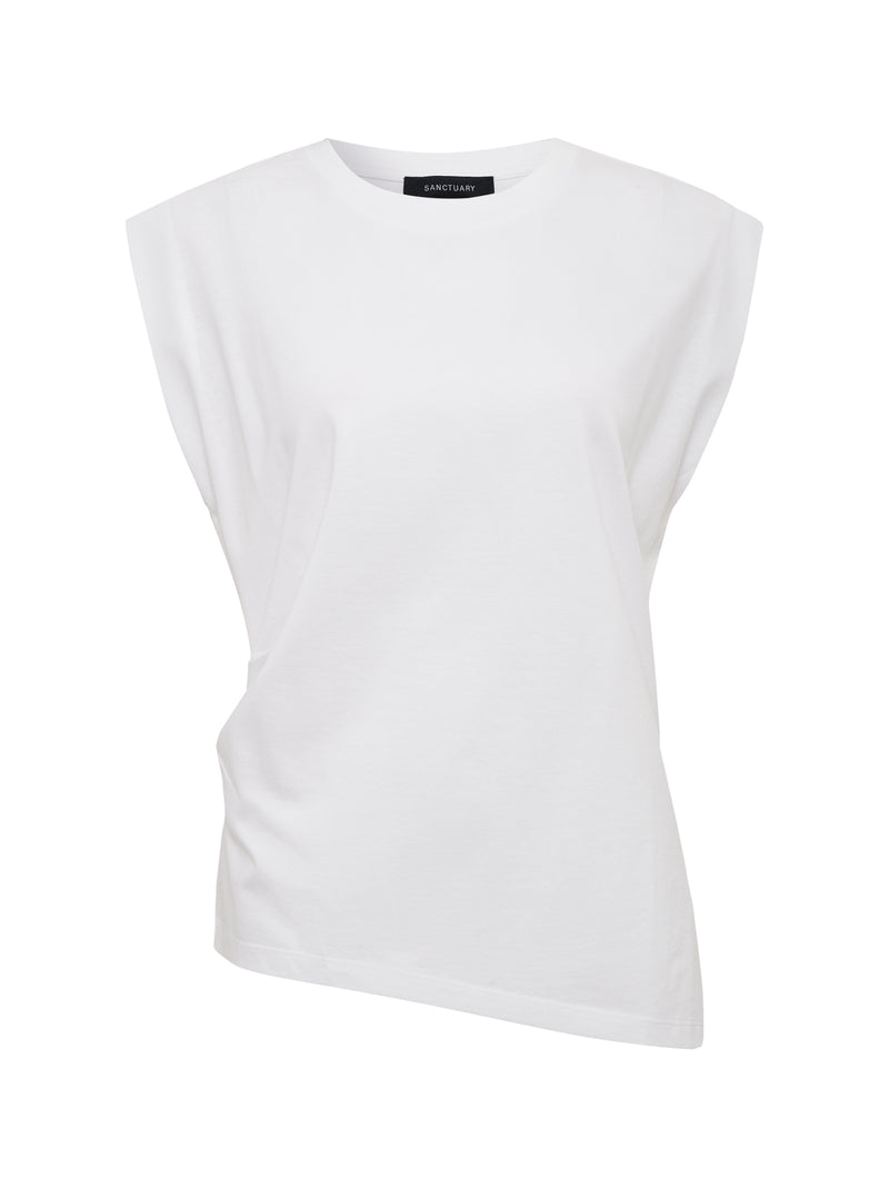 Pleated Muscle Tee White alt 6