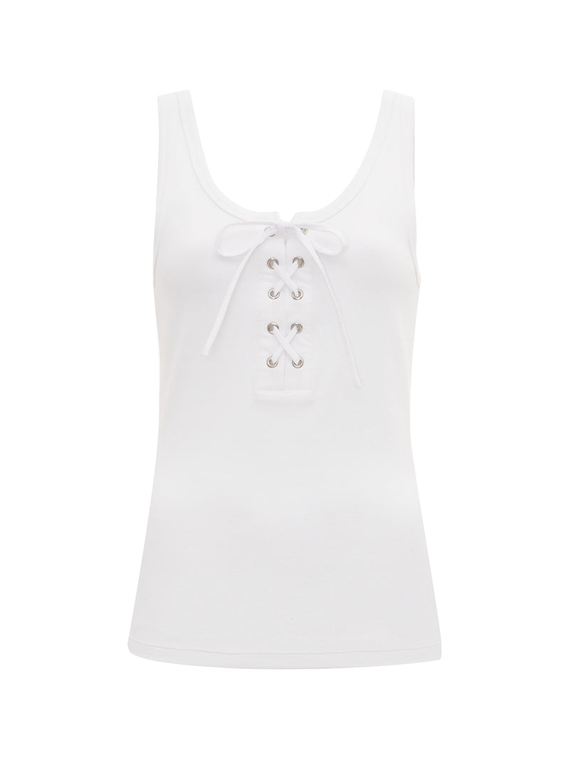 Go-To Lace Up Tank White alt 6
