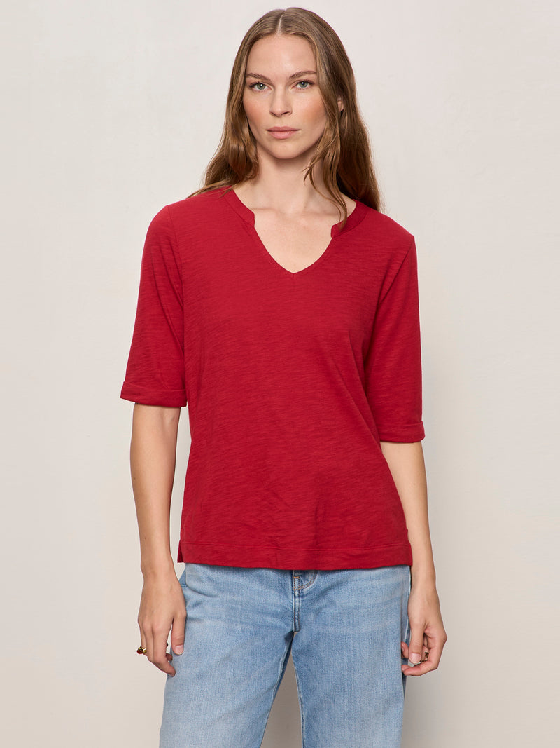 Dolce Notch Neck Tee Red Berry alt 3