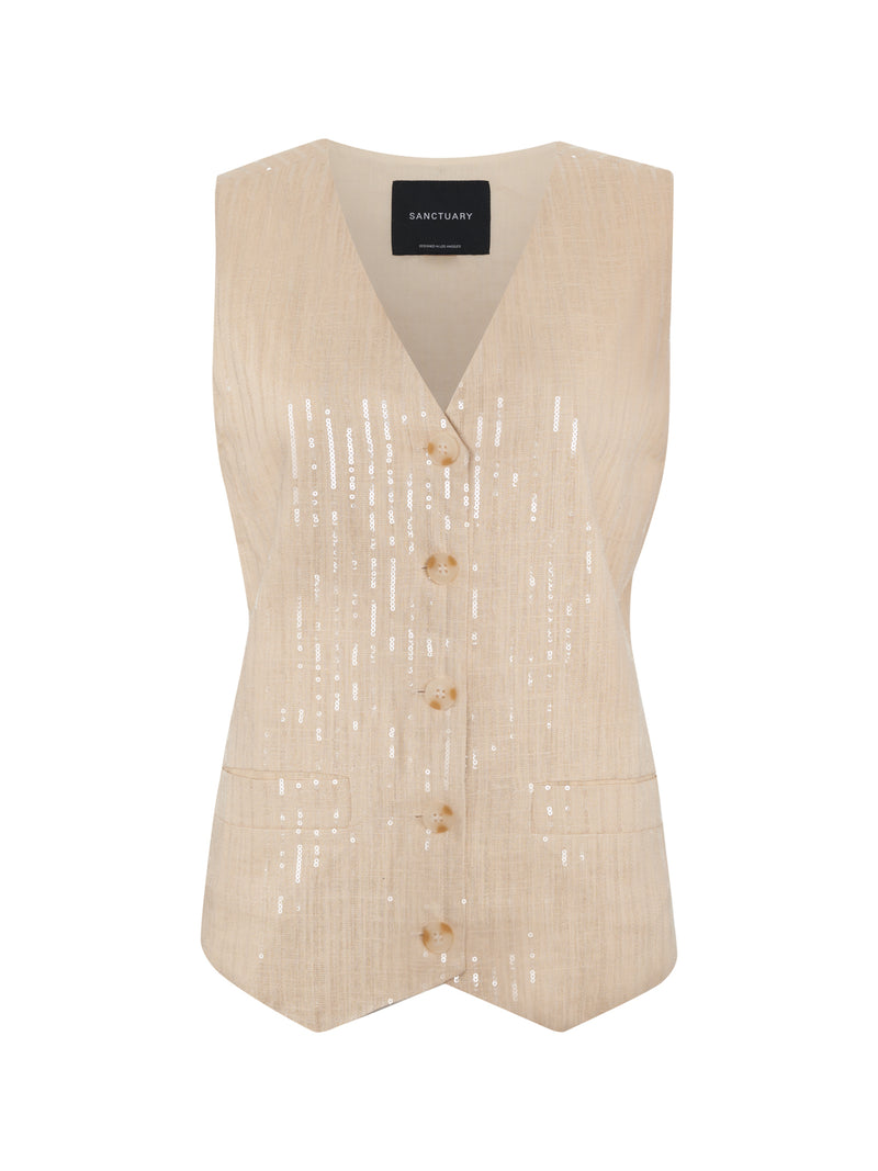 Relaxed Modern Vest Sand Sequin Stripe alt 6
