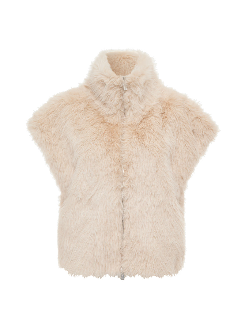 Silky Fur Vest Almond Cream Petite Sizing alt 5