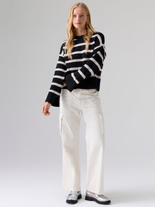 Chilly Out Chenille Sweater Black Toasted Stripe