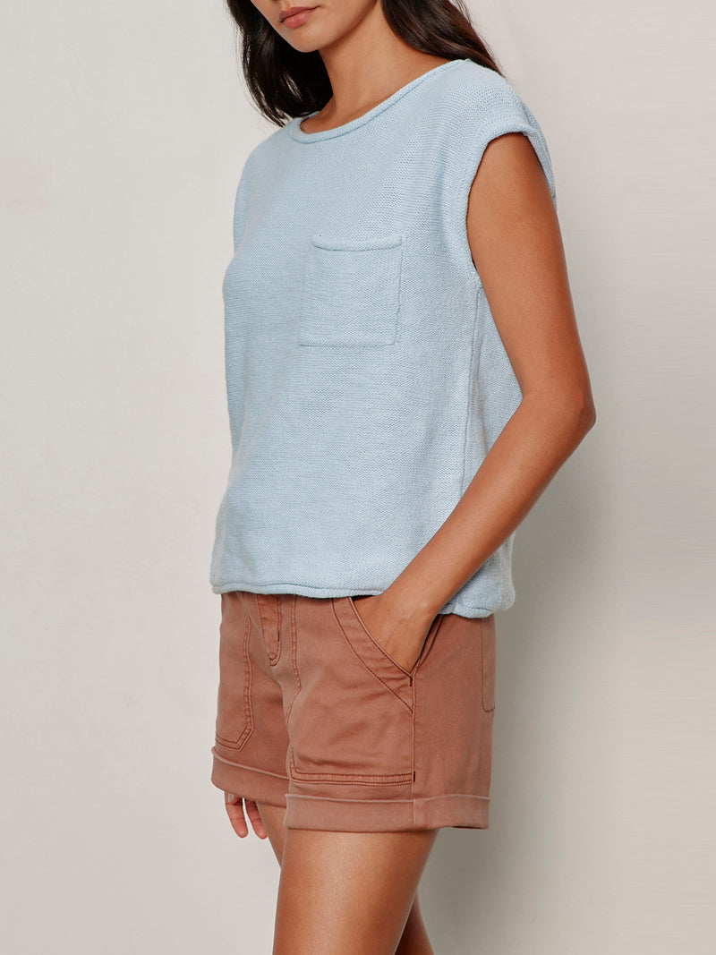 Easy Sweater Tee Blue Aura Petite Sizing alt 2