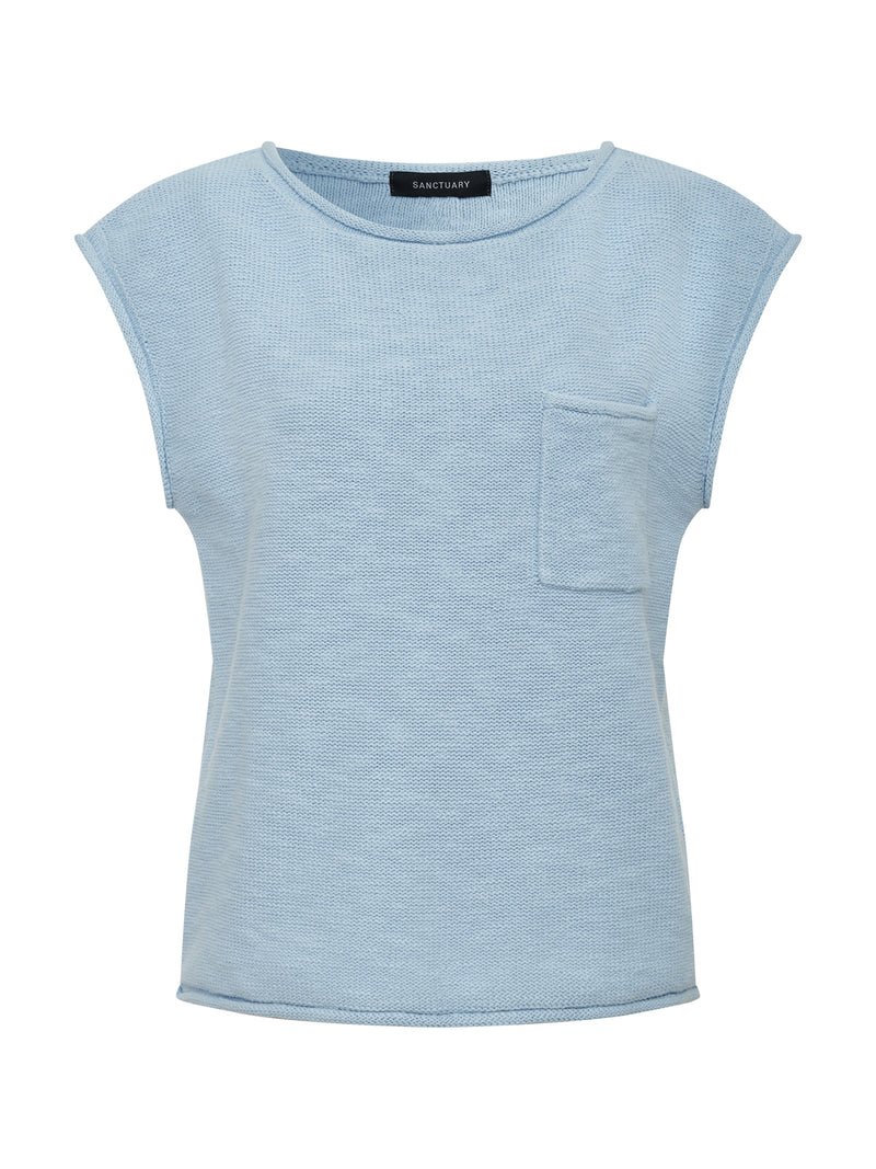 Easy Sweater Tee Blue Aura Petite Sizing alt 3