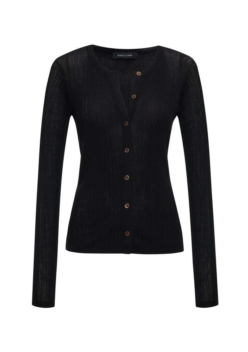 Lightweight Ribbed Cardi Black alt 6