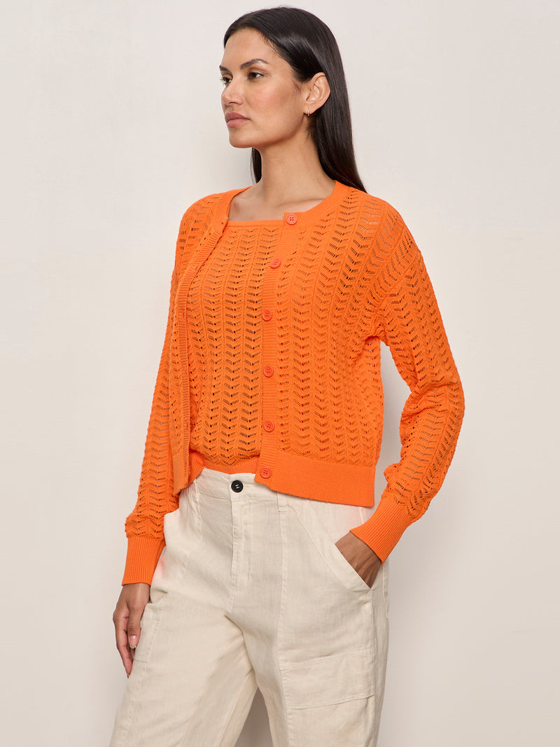 For Keeps Pointelle Cardigan Hibiscus Orange alt 2