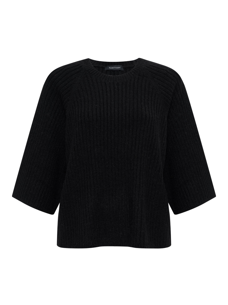 Ribbed Sweater Tee Black Extended Sizing alt 6