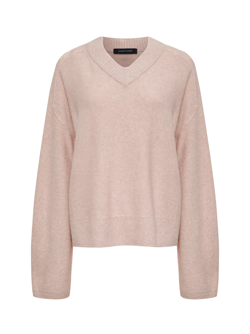 Dreamy V Neck Sweater Heather Rose alt 5