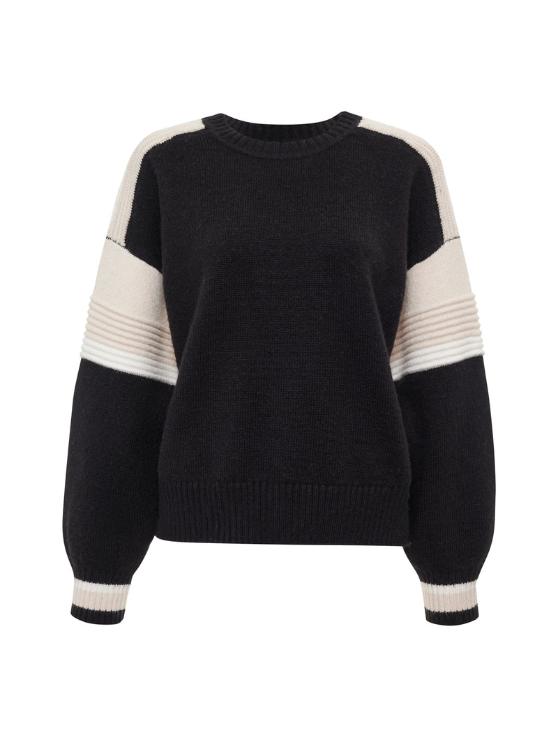 Sporty Stripe Crewneck Sweater Black Multi alt 5