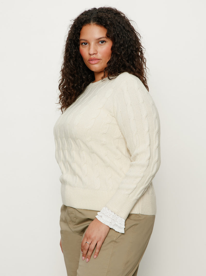 One In A Million Cable Crewneck Sweater Vanilla Extended Sizing alt 2