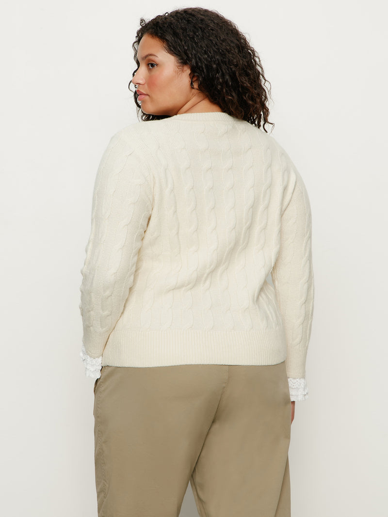One In A Million Cable Crewneck Sweater Vanilla Extended Sizing alt 3