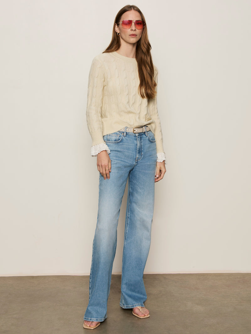 One In A Million Cable Crewneck Sweater Vanilla alt 5