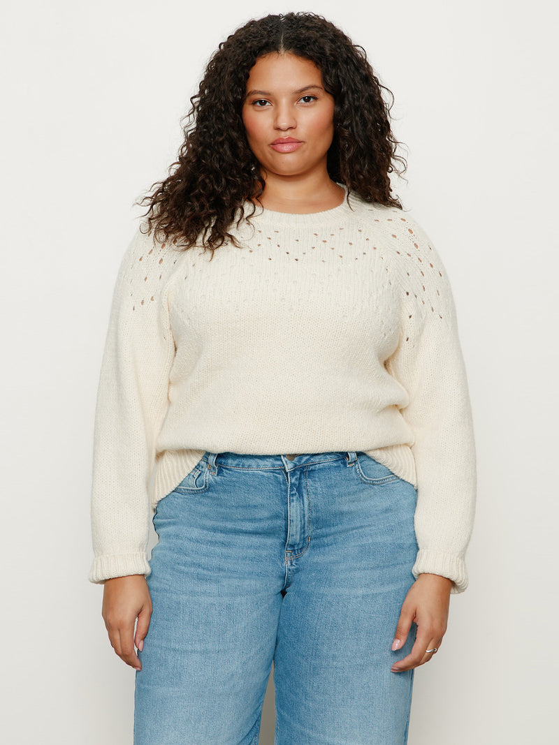 Femme Openwork Sweater Vanilla Creme Extended Sizing