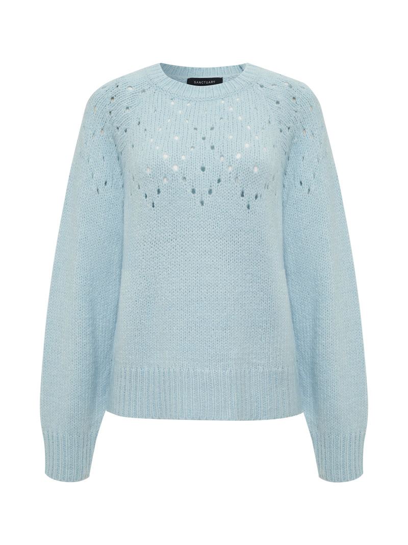 Femme Openwork Sweater Aquamarine alt 6