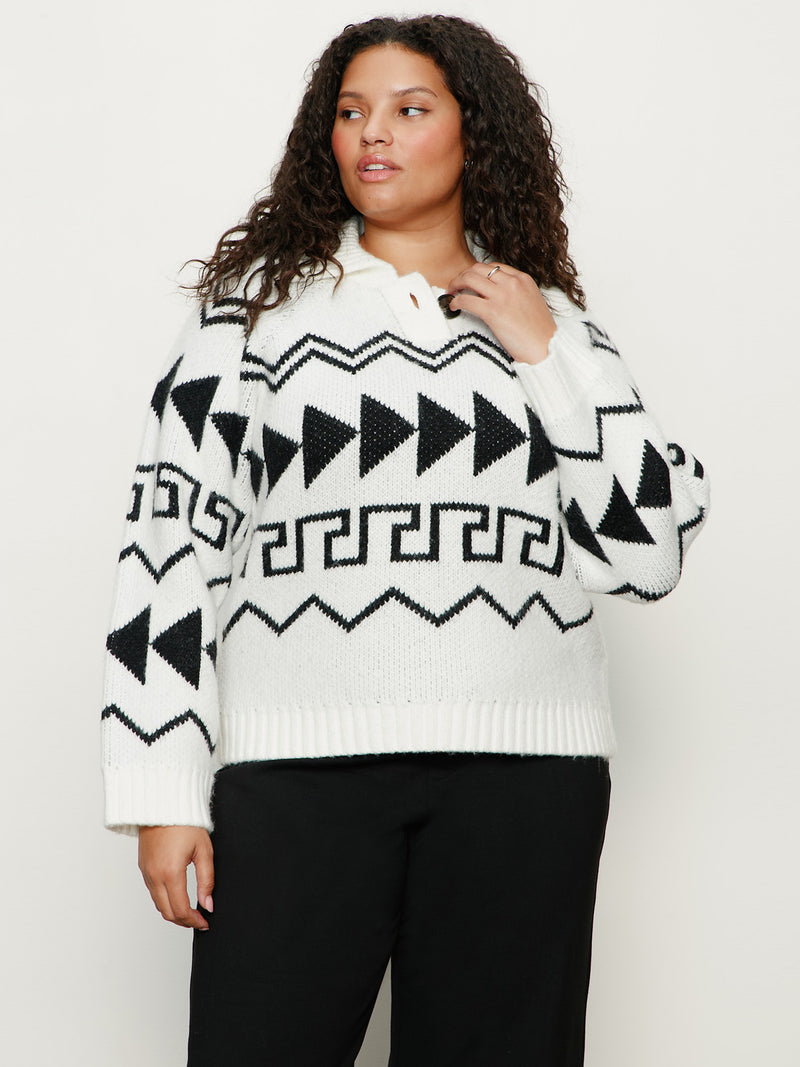 Below Zero Fairisle Popover Chalk And Black Fairisle Extended Sizing