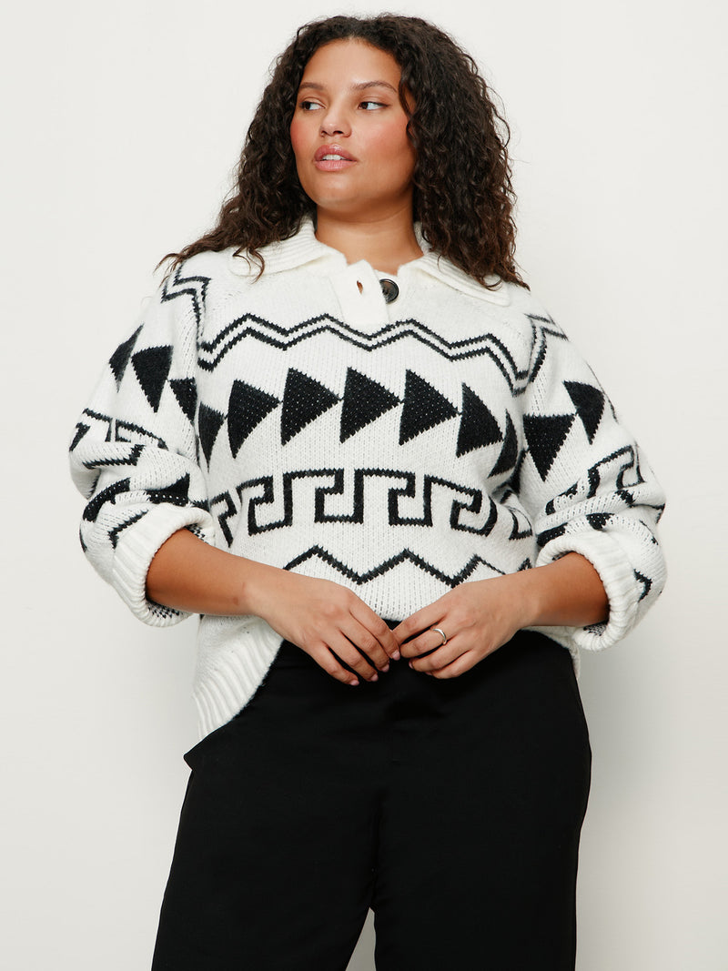 Below Zero Fairisle Popover Chalk And Black Fairisle Extended Sizing alt 1