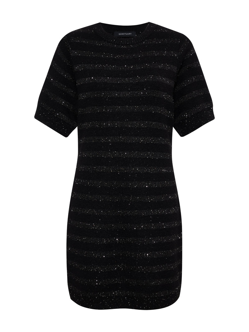 Shine T Shirt Sweater Dress Black With Black Shine alt 5