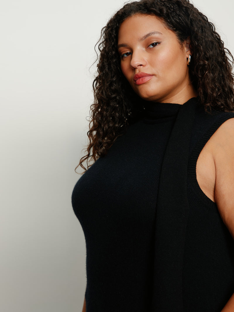 Scarf Sweater Shell Black Extended Sizing alt 3