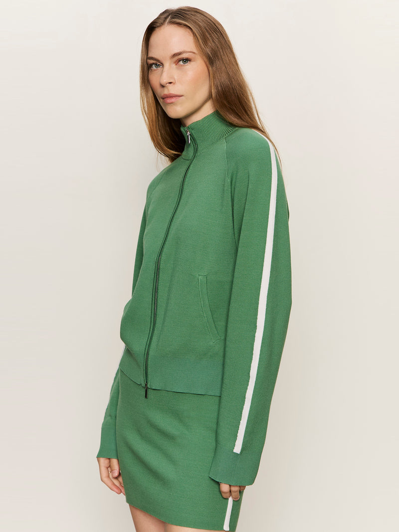 Places To Be Knit Track Jacket Green Juice/Chalk alt 4