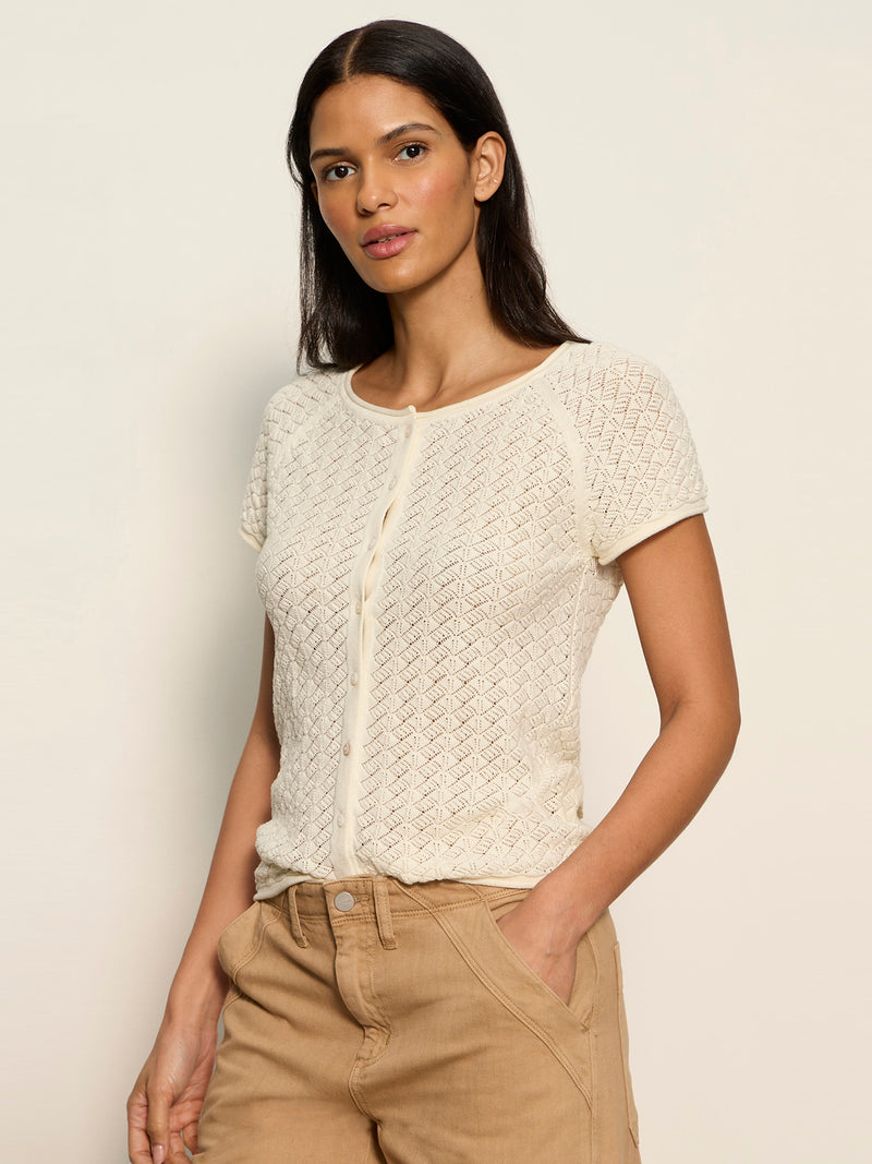 All In Pointelle Button Top Collagen alt 2