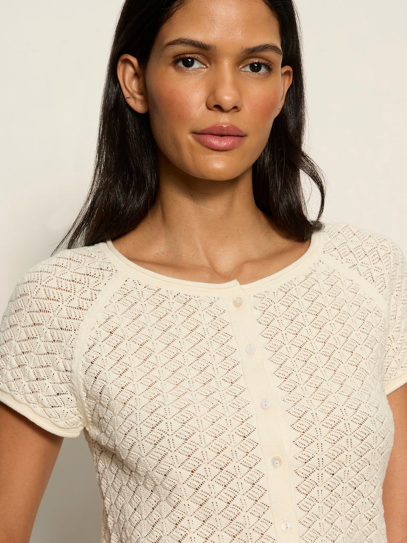 All In Pointelle Button Top Collagen alt 3