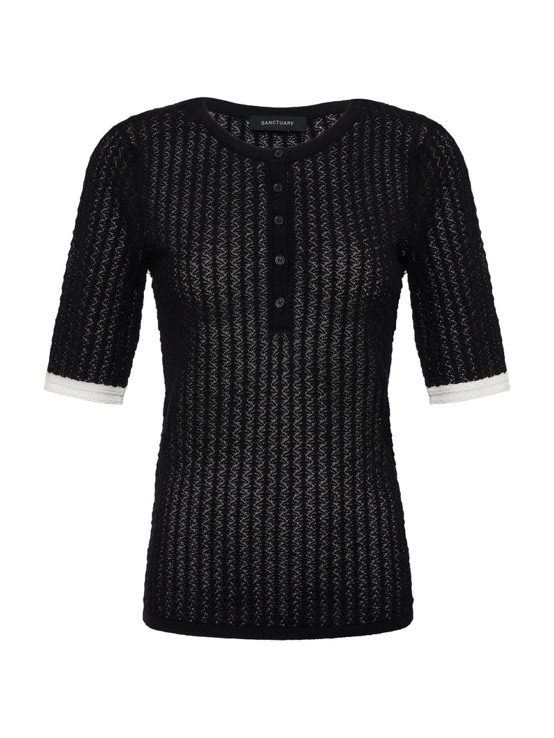 Going Places Pointelle Sweater Black alt 5