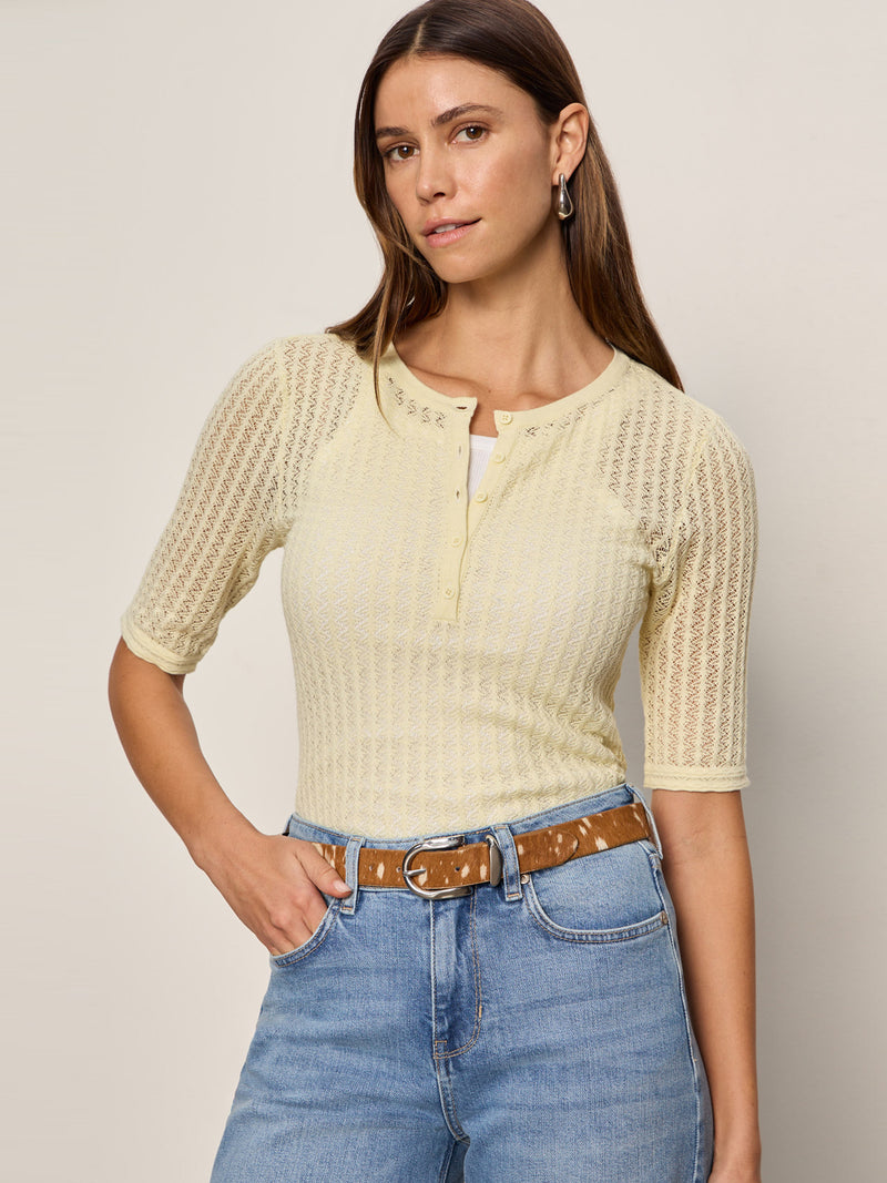 Going Places Pointelle Sweater Lemon Drop