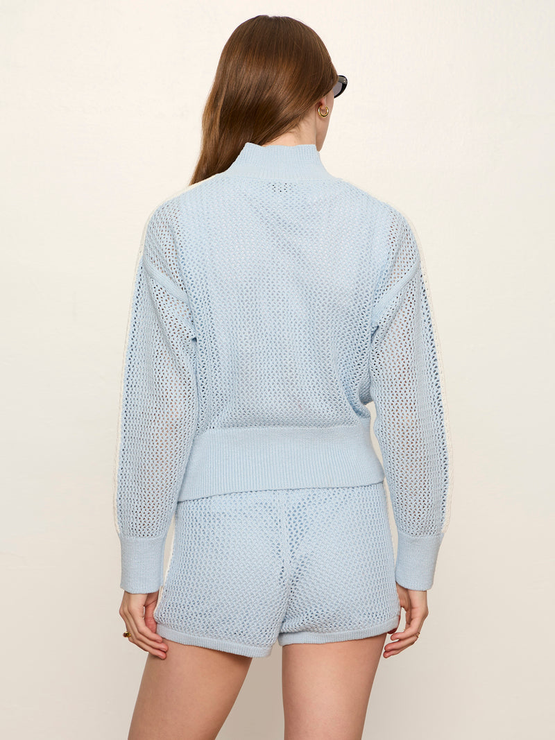 Open Stitch Track Jacket Blue Aura with Chalk alt 1