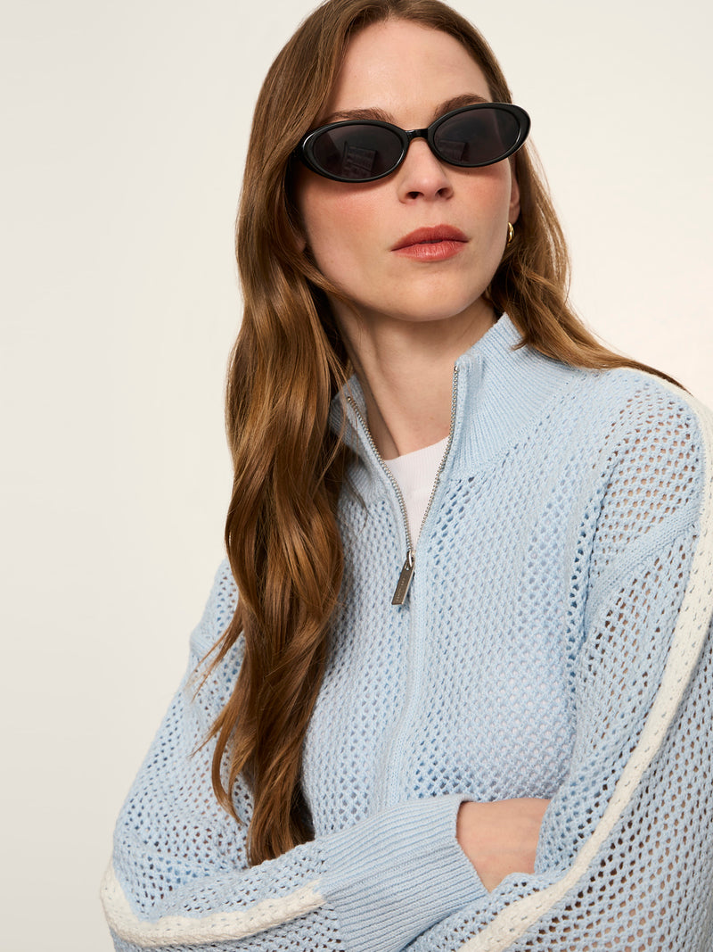 Open Stitch Track Jacket Blue Aura with Chalk alt 4