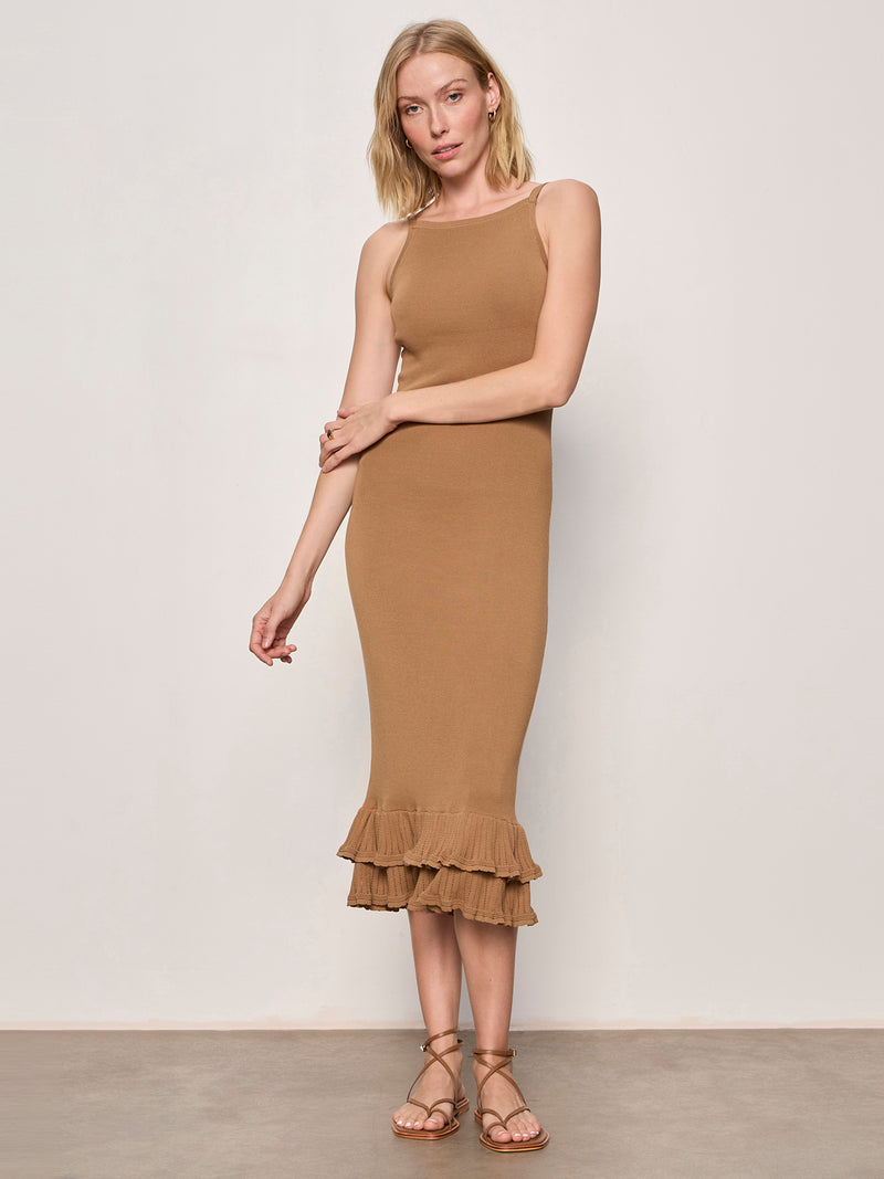 Outdo Tier Hem Sweater Dress Toasted Coconut alt 3