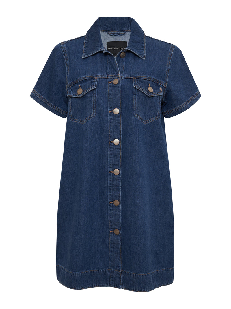 Denim Shiftdress Medium Wash alt 6