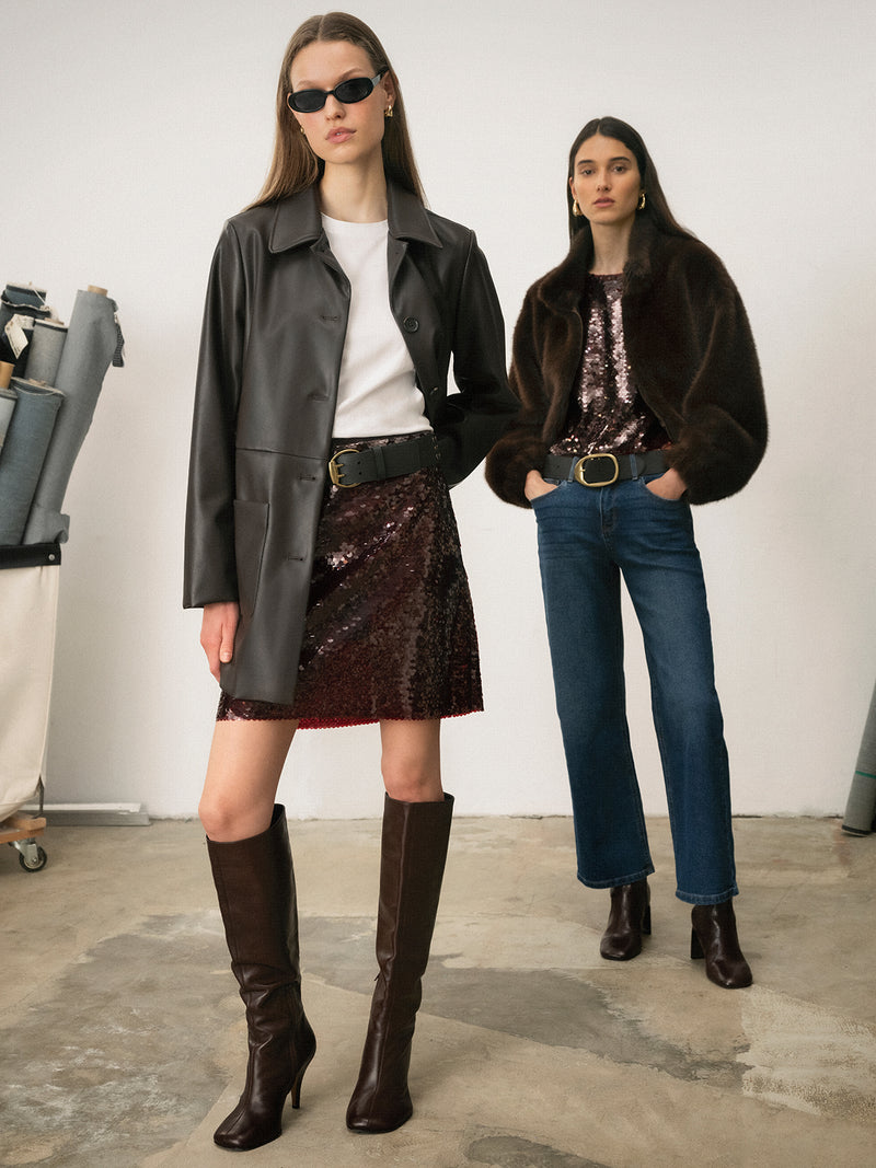 Avid Vegan Leather City Coat Espresso Martini alt 1