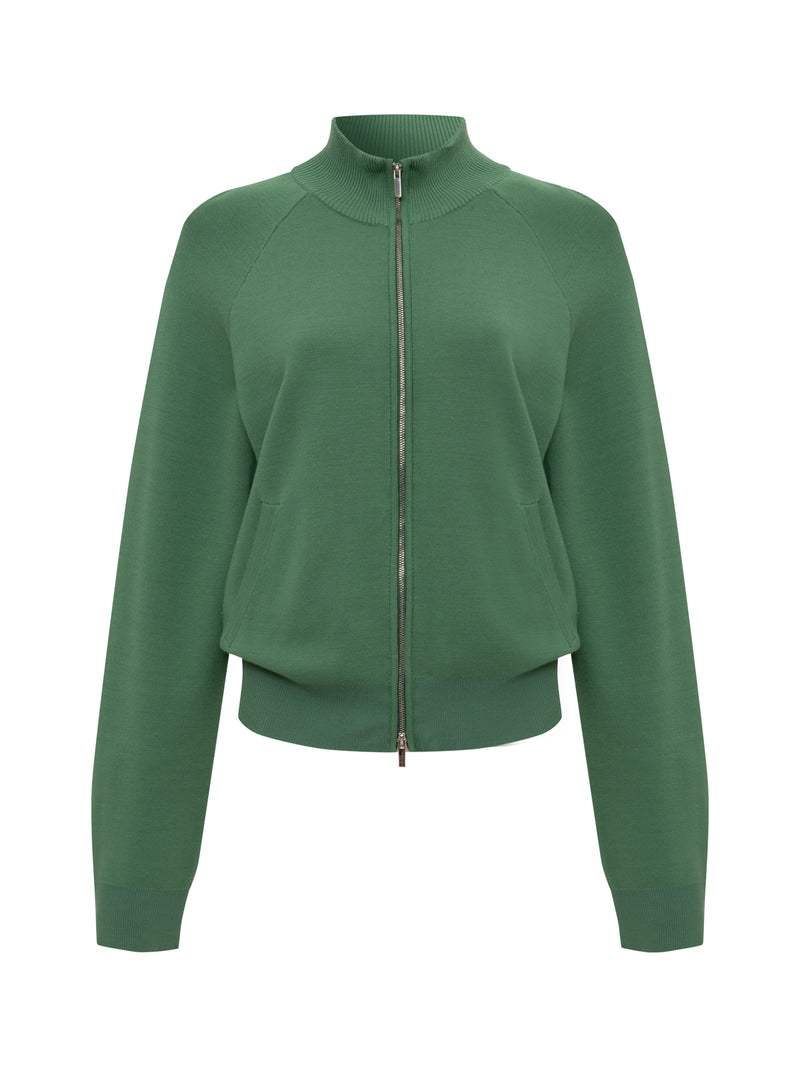 Places To Be Knit Track Jacket Green Juice/Chalk alt 6